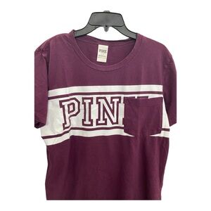 PINK Victoria's Secret Women’s Maroon T-Shirt With Pocket